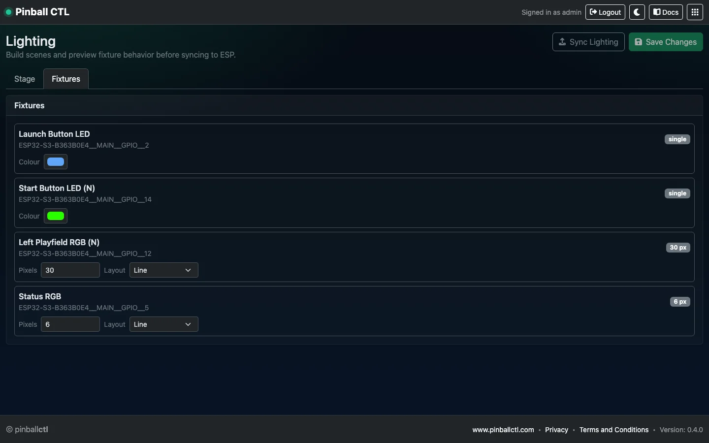 Lighting fixtures tab