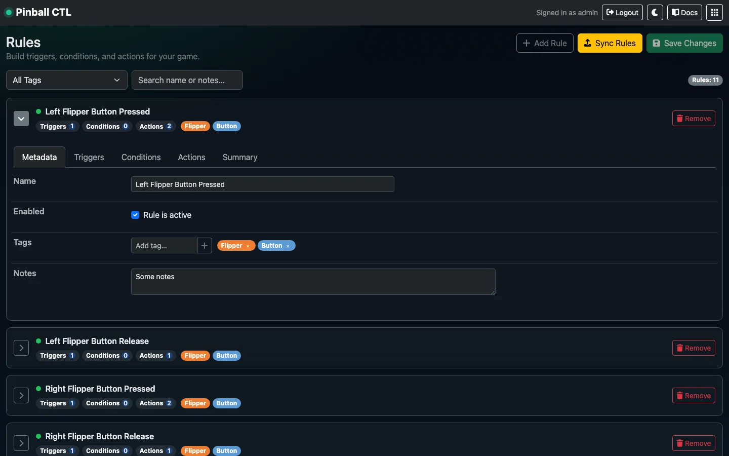 Rules sync modal uploading state