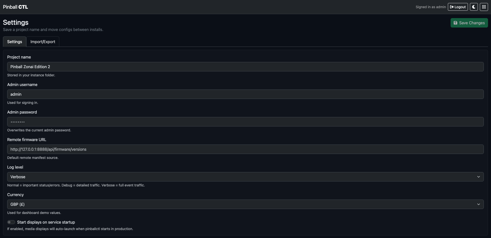Settings feature overview